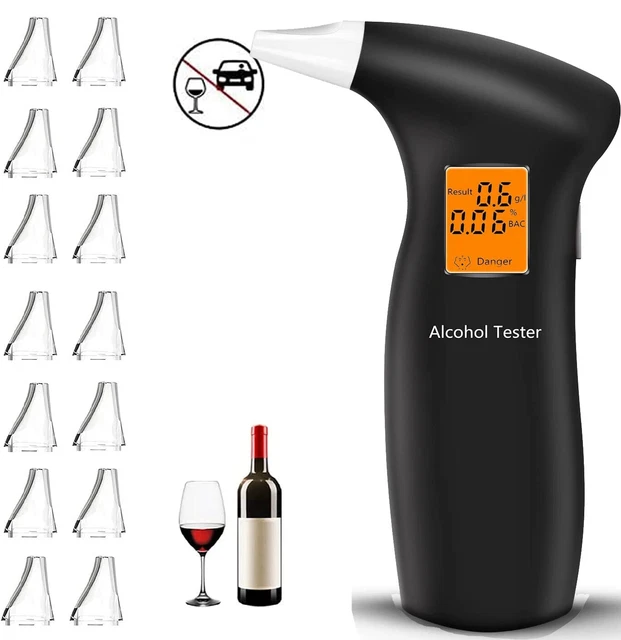 UK Police Digital Breath Alcohol Analyzer Tester LCD Breathalyzer Test Detector