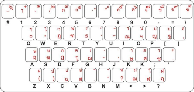 Autocollants Clavier Alphabet Thaïlandais - Stickers Lettres Thaï Pour PC/Mac - Neuf