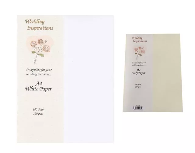 100 x A4 SHEETS 120gsm THICK CRAFT BUSINESS WEDDING PAPER WHITE OR IVORY CREAM