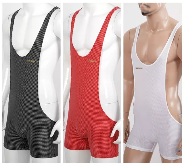 Men's Sleeveless Bodysuit Wrestling Sport Gym Underwear Singlet Leotard Jumpsuit