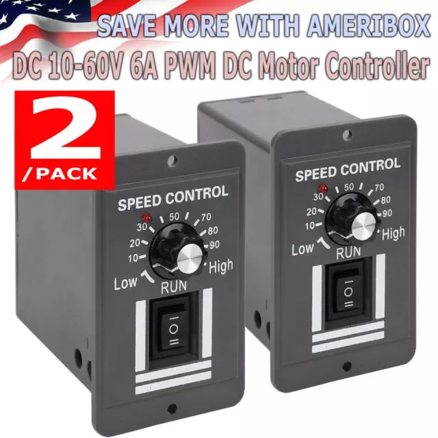 2X DC 10-60V 6A PWM DC Motor Speed Controller Reversible Switch Regulator