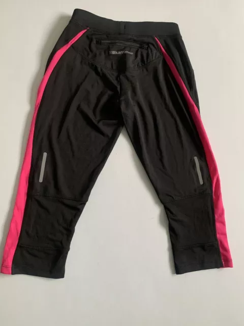 LEGGINGS running gym Black Pink Ladies Size 8 Karrimor Run knee length shorts