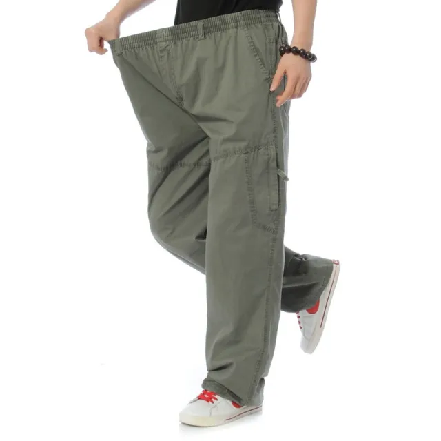 Men's Cotton Business Casual Pants Thin Loose Leisure Trouser Spring Summer Fall