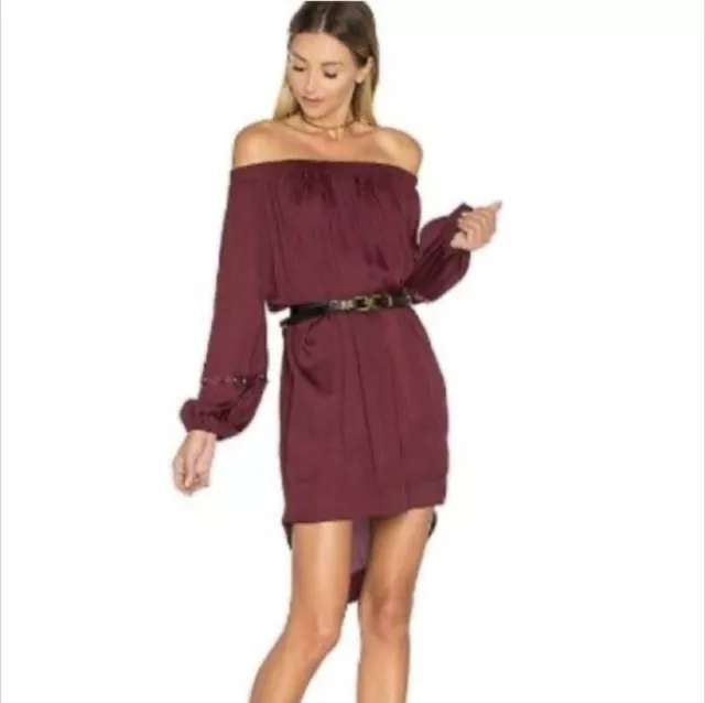 One Teaspoon San Cerena Off Shoulder Dress Women S Maroon Studded High Low Tunic