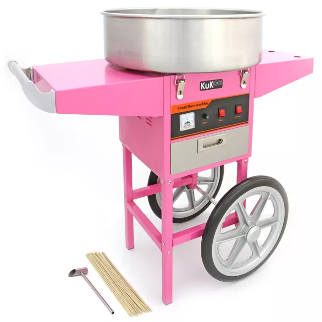 Candy Floss Making Machine Cart Pink Cotton Candyfloss Maker Free 500 Sticks