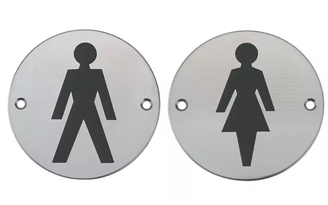 Facilities Door Sign Male & Female 3" Aluminium Circular  with Fixings Toilet WC