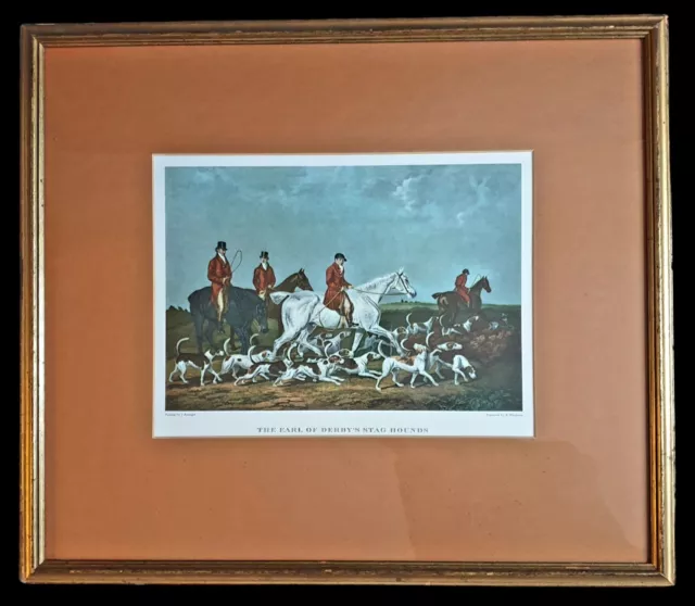 "The Earl Of Derby's Stag Hounds" English Hunting Scene Engraving After BERENGER