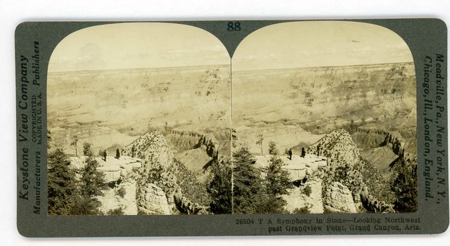 Grand Canyon National Park ~ N W Vergangenheit Grandview Point ~ Stereoskopie