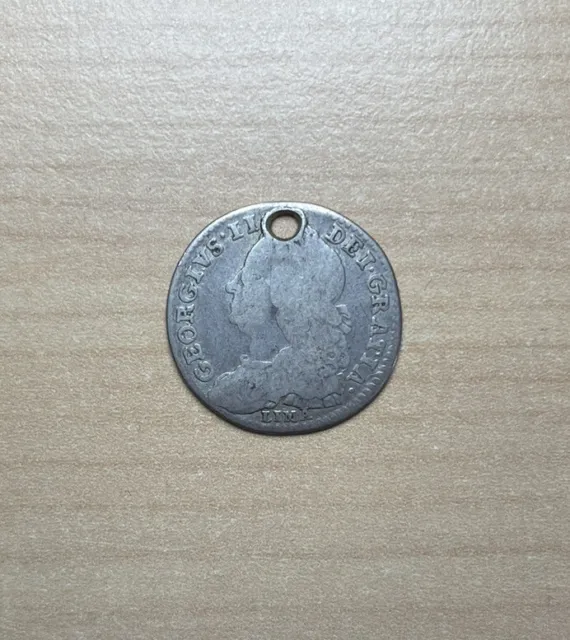 George II 1745 Silver Sixpence (Holed)