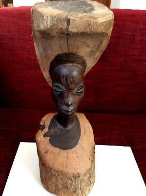 Quality Vintage African Ebony Wood Carving Statue ,Female Figurine,11", 1.3kg