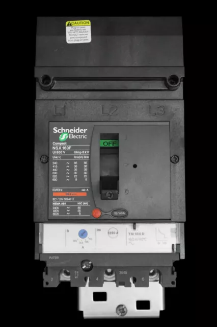 SCHNEIDER 160 AMP 36kA TRIPLE POLE MCCB NSX160F CNXAE34160 TM160D