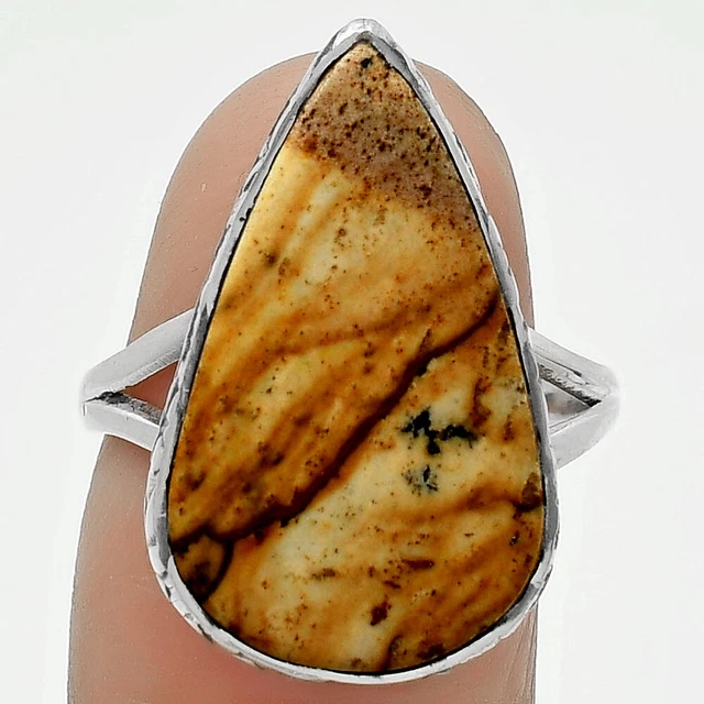 Natural Picture Jasper 925 Sterling Silver Ring s.8 Jewelry R-1191