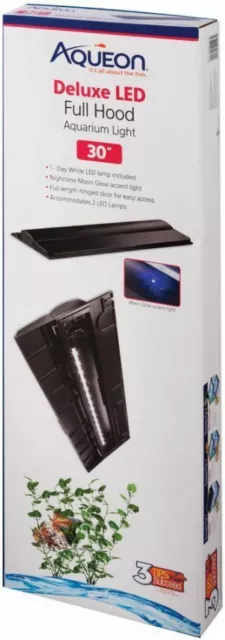 Aqueon Deluxe Aquarium LED light Full Hood 30" fit 20L/29/37 gallon fish tanks