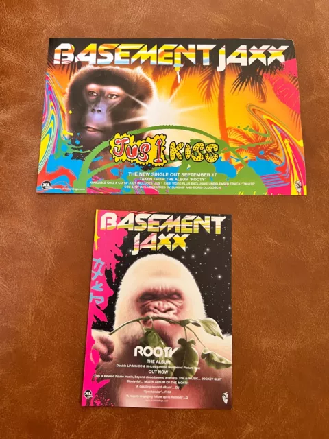 BASEMENT JAXX | 2001 Q Magazine ROOTY and JUS 1 KISS ads | Collectible original