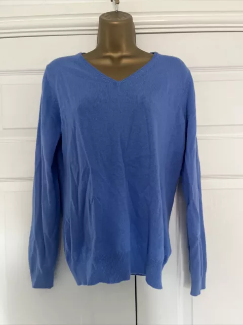 Woolovers Jumper Sweater Pullover Blue Merino Wool & Cashmere Size M