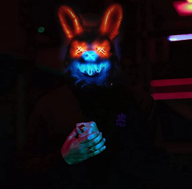 Halloween Cosplay Masquerade Ball Mask Rabbit Bear Blood LED