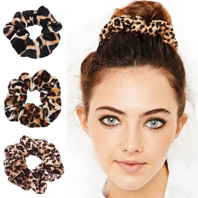 Leopard Print Hair Bands Scrunchie Elastic Scrunchy Ponytail Holder Hairband ^^i