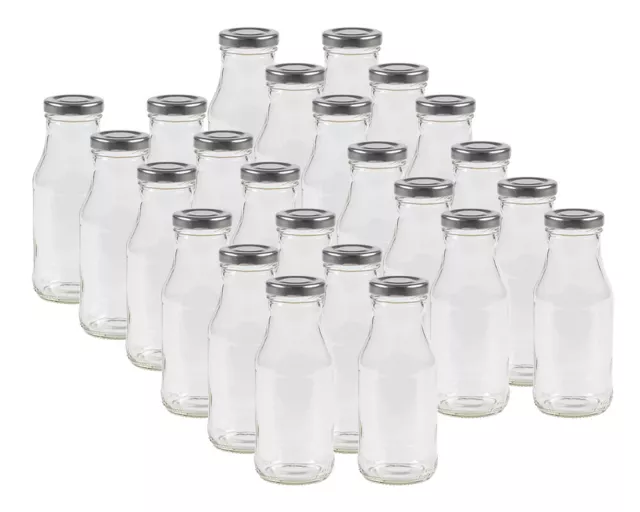 Glasflaschen mit Schraubverschluss Deckel Silber 263ml Saftflaschen Glasflasche