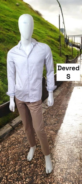 Chemise Homme Jules Blanche à Manches Longues - Taille M, Coupe Ajustée, Motifs Carreaux - État Parfait