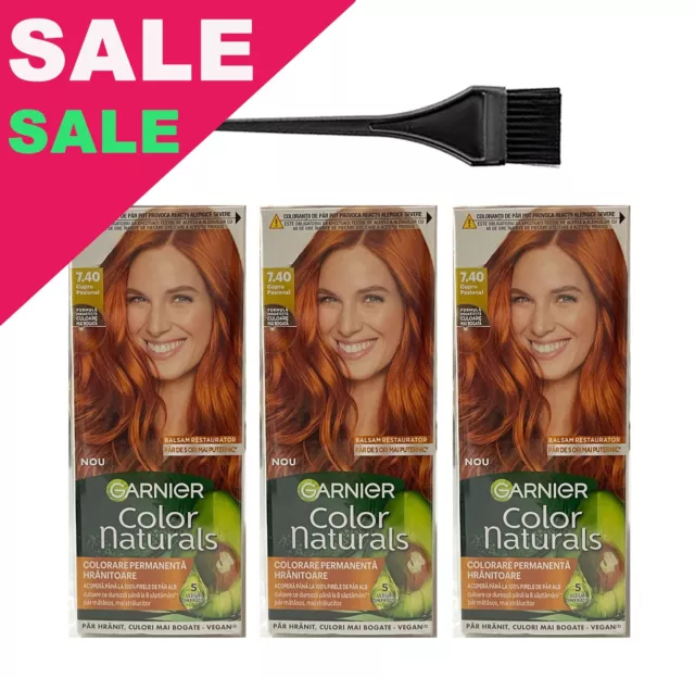 Garnier Color Naturals 7.40 Passionate Copper Red Permanent Hair Color 3 pcs