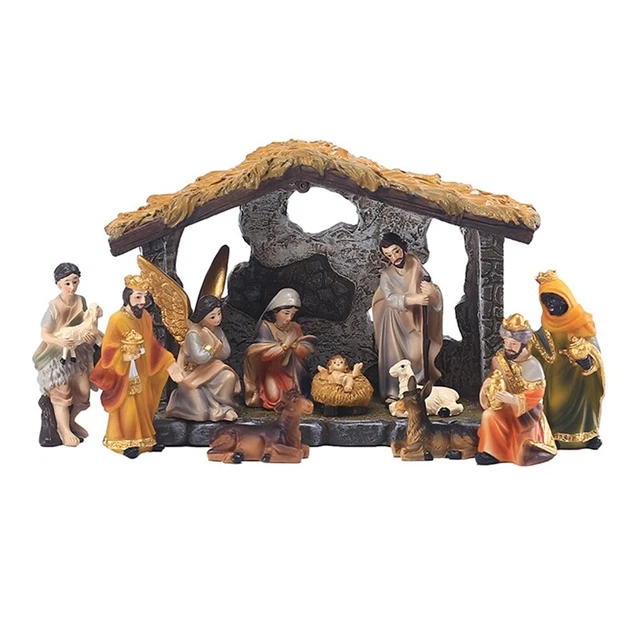 Navidad Natividad Pesebre Grupo Escena Decoración Caja de Regalo Regalo Navidad ReT6
