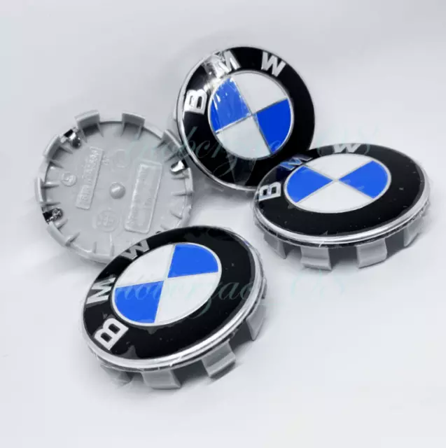 4x Für BMW Nabendeckel Radnaben Abdeckung Deckel Auto 68mm Car Blau/Weiß 6783536