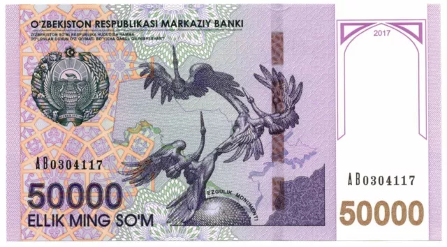 UZBEKISTAN:  NEW Banknote 50000 SOM SUM SOUM 2017 UNC