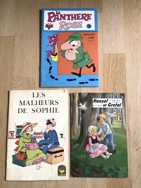 Lot 3 Livres Enfantina Panthère Rose Malheurs De Sophie Hansel Et Gretel Vintage