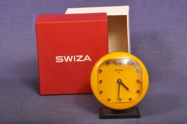 Swiza Wecker 8 Tage Gelb Swiss / Alarm Clock Space Age 70er Panton Ära Pop Art