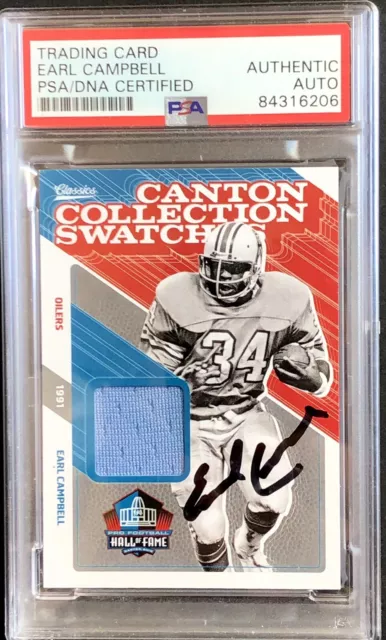 🔥 EARL CAMPBELL Autographed 2018 CLASSICS CANTON COLLECTION SWATCH JERSEY PSA