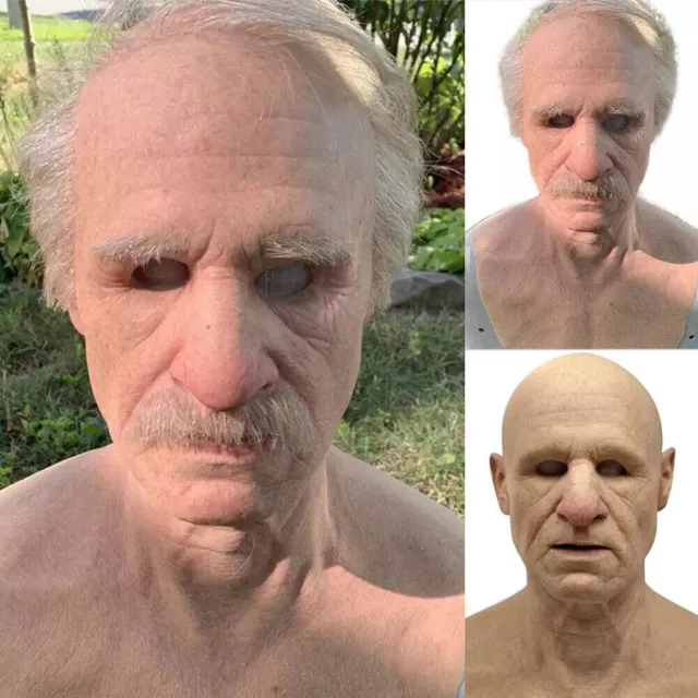 Realistic Latex Old Man Face Mask Disguise Fancy Dress Cos Costume Halloween)_