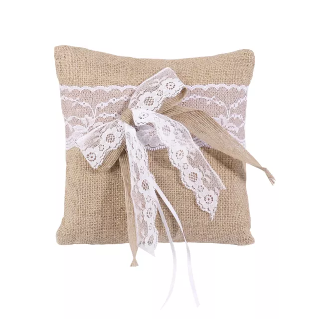 Ring Bearer Pillow Hessian Burlap Wedding Bridal Flower Girl