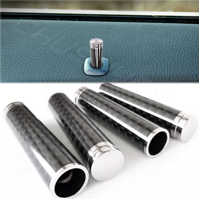 4Pcs Car Door Interior Door Lock Knob Pull Pins Carbon Fibre Handles Universal
