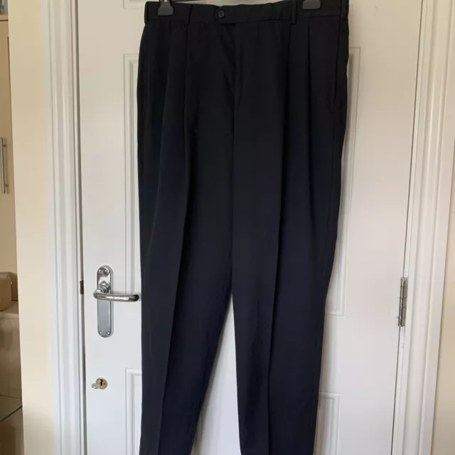 Next Mens Size 36”R Black Poly Mix Ribbed Black Trousers