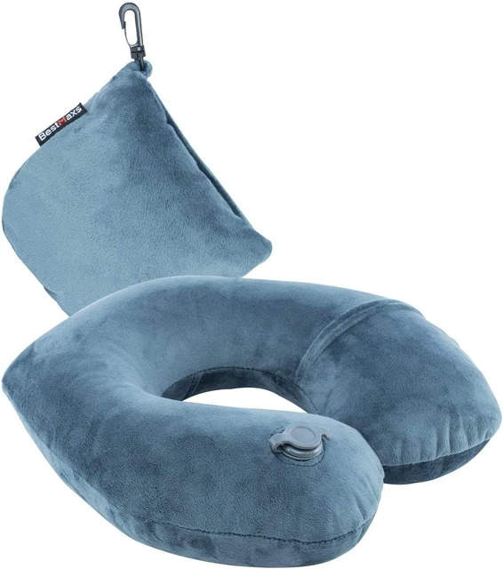 Inflatable Travel Neck Pillow for Airplane Train Car Washable Pillowcase U Shape