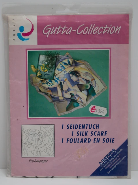 Seidentuch, ARTY'S Gutta Collection, "Fishmonger" 90 x 90 cm, Pongé 8
