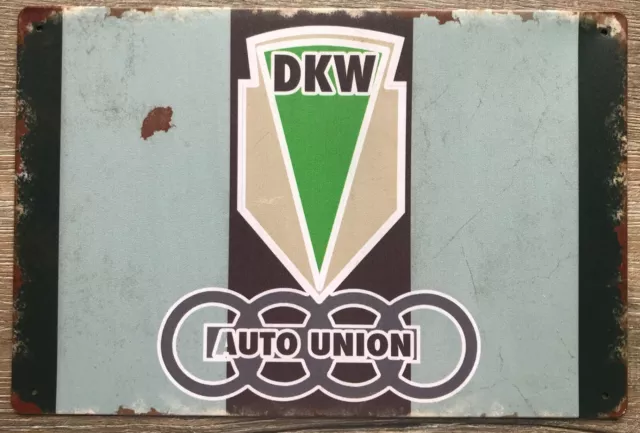 Blechschild DKW Auto Werkstatt Garage Retro Oldtimer Auto Union Deko Geschenk