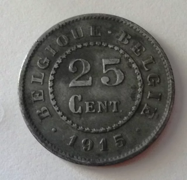 Monnaie Belgique 25 centimes 1915 - Albert Ier - Occupation - KM 82 - TB+