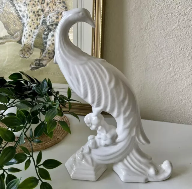 Vintage Art Nouveau White Bird Of Paradise Porcelain Figure Hollywood Regency