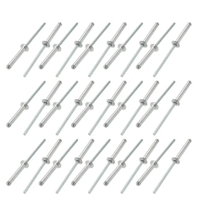 30 pcs 3,2 mm x 21mm Remaches ciegos de extremo abierto de aluminio/acero