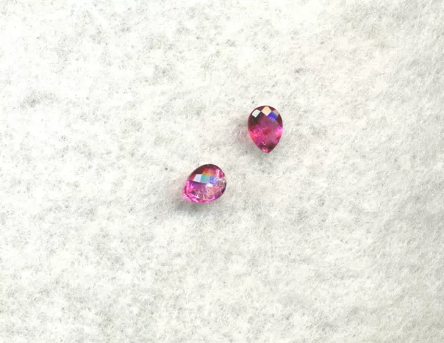 HOT PINK PRESENCE!  2pc Lot Pear w/ Ckd Top Natural RUBELLITE – 1.41tcw