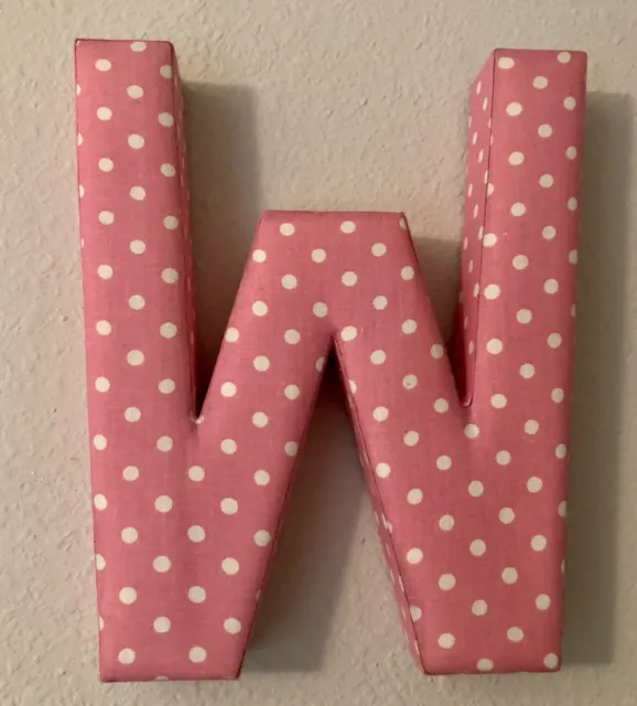 Fabric Covered Wall Letter - Pink Polkadot- Letter W