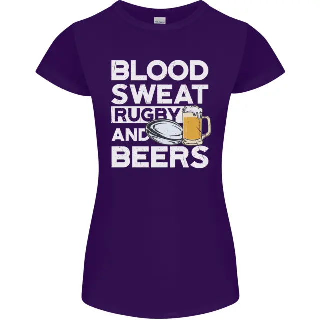 Blood Sweat Rugby and Beers T-shirt divertente da donna Petite Cut 5