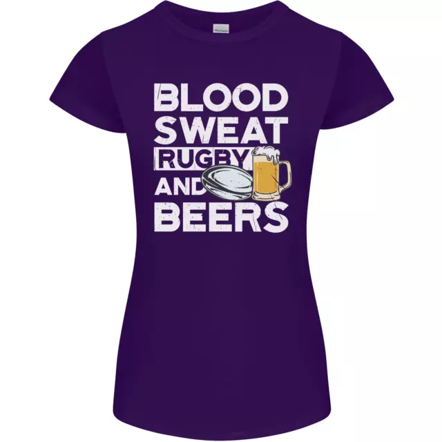 Blood Sweat Rugby and Beers T-shirt divertente da donna Petite Cut 5