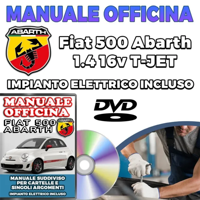 DVD COMPLETO Manuale Officina Fiat 500 Abarth 1.4 16v T-JET - ITALIANO