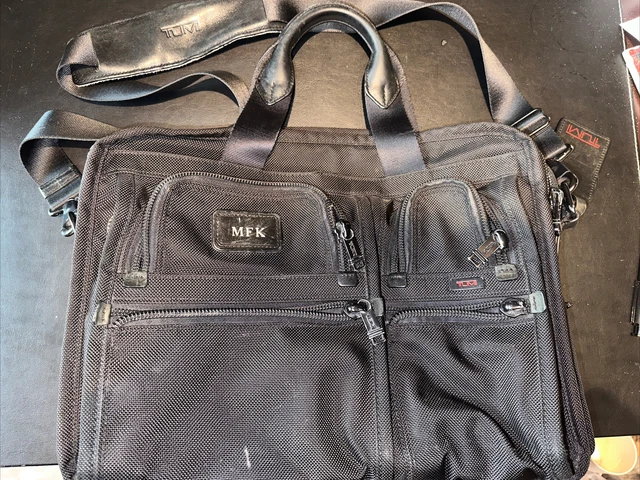 TUMI Alpha Black Nylon Ballistic Messenger Laptop Briefcase Bag 3 Compartments
