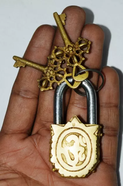Brass Goddess Durga Design Padlock Handmade Religious Unique Gift Lock Item ML55 3