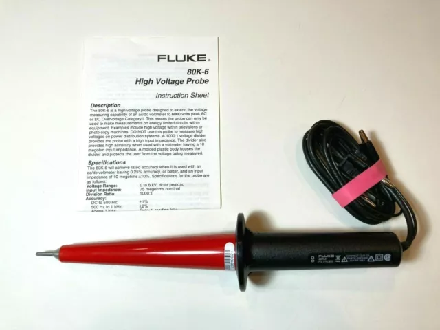 Fluke 80K-6 High Voltage Probe, BRAND NEW, 30-Day RoR