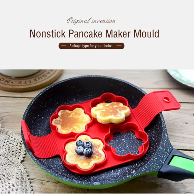 Nonstick Pancake Maker Mould Silicone Omelette Egg Ring Mold Tool Tackle #ur
