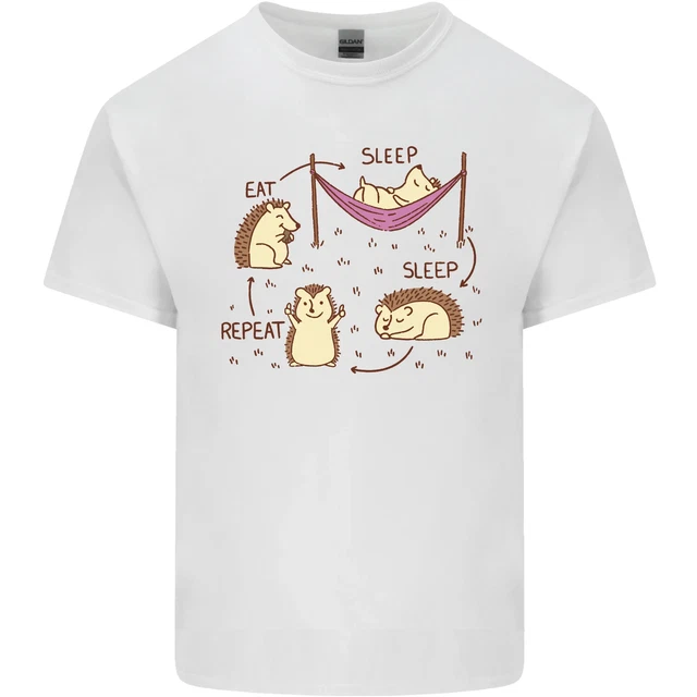Funny, Hedgehog Eat Sleep Repeat Lover Mens Cotton T-Shirt Tee Top